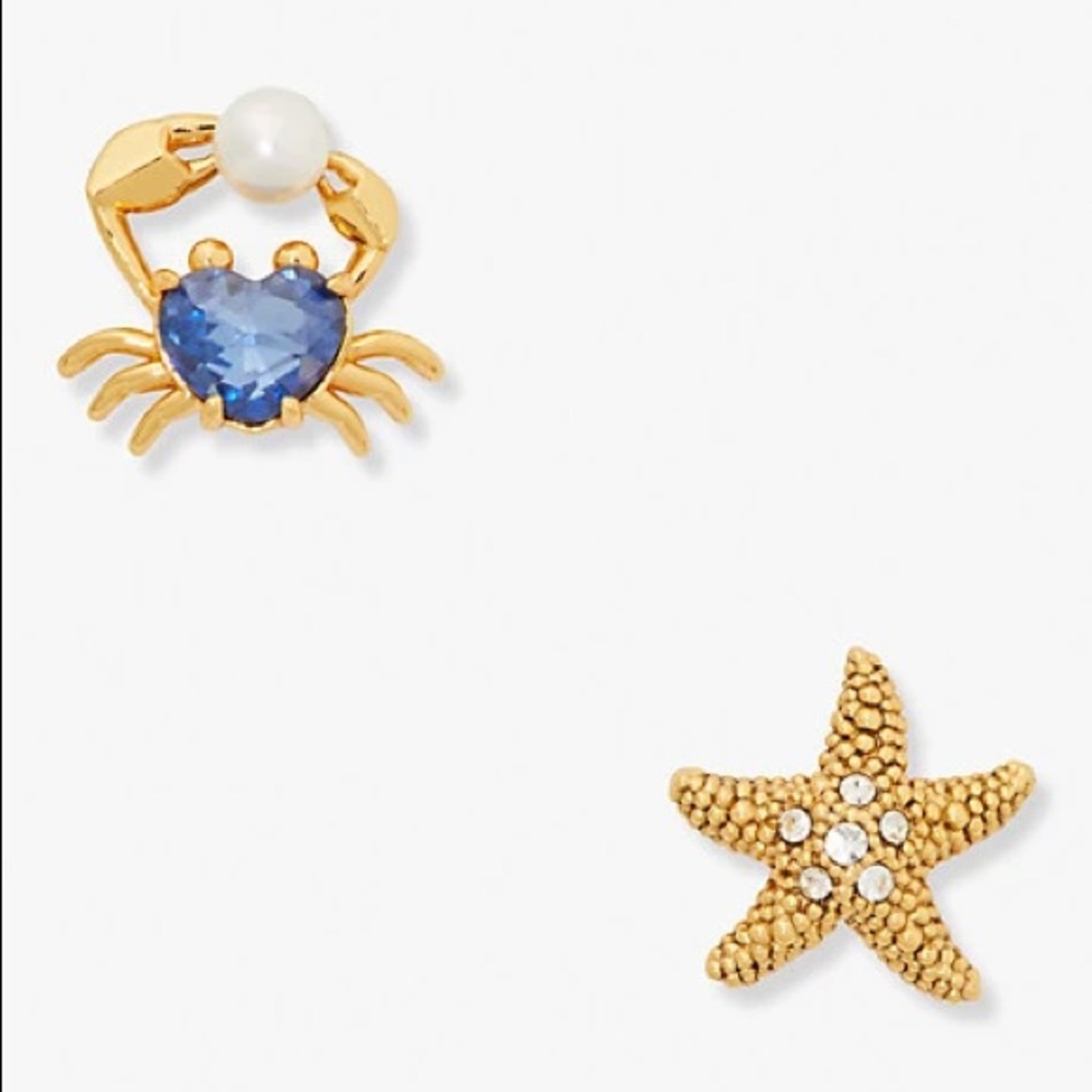 Kate Spade Sea Star Starfish and Crabs Studs NWT